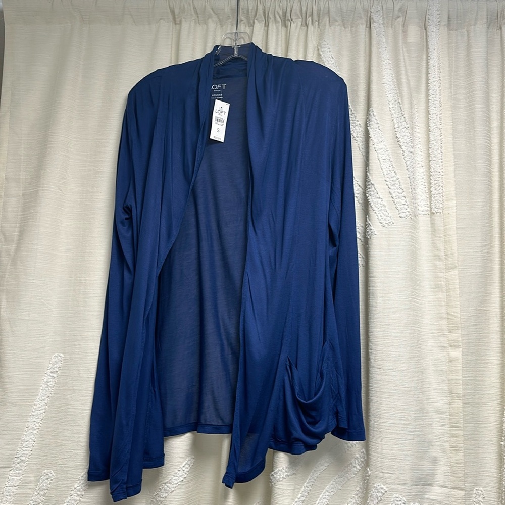 NWT Loft size small Royal Blue knit lounge jacket with pockets